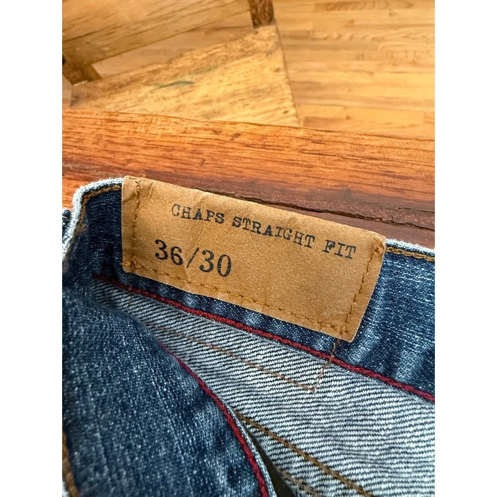 Chaps Denim Mens Straight Fit Blue Jeans Medium Wash 100% Cotton 36x30